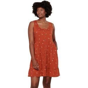 Toad&Co XS Manzana Rust Floral Tiered Sleeveless Dress
